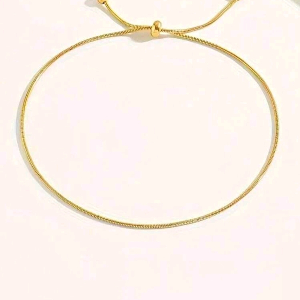 Delicate Gold Anklet with Slider Beads - Picture 4 of 5